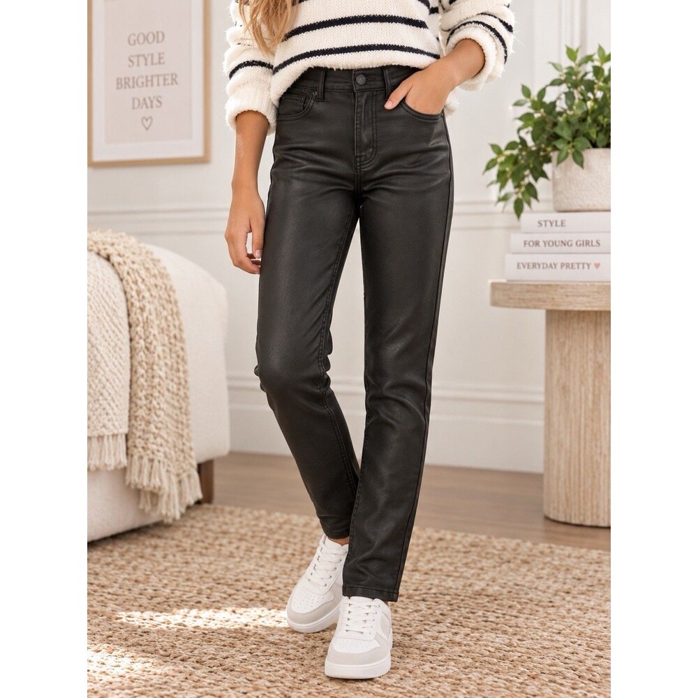 Gap Teen Sky High True Skinny Black Coated Jeans Size 12 High Rise Stretch